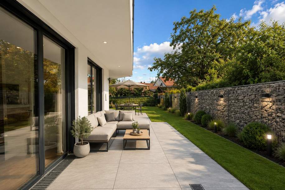 Gartenparadies mit direktem Zugang aus allen Räumen | ERSTBEZUG | einzigartige Architektur | Natur, Weinberge und Heurigen, Wohnung-kauf, 465.000,€, 1210 Wien 22., Donaustadt