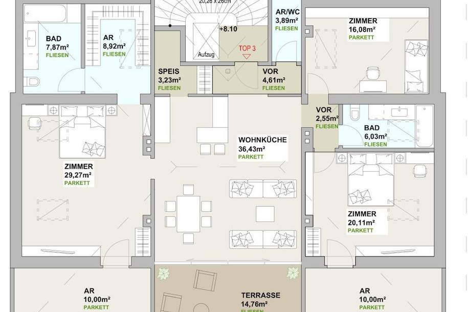 DG-Wohnung in einer Villa inkl. Dachterrasse, Lift, Luftwärmepumpe, Fußbodenheizung, Weinkeller u.v.m.!, Wohnung-kauf, 699.000,€, 3002 Sankt Pölten(Land)