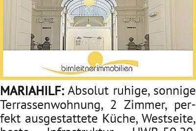 Absolut ruhige, sonnige Terrassenwohnung, 2 Zimmer, perfekt ausgestattete Küche, Westseite, beste In, Wohnung-kauf, 1060 Wien 6., Mariahilf