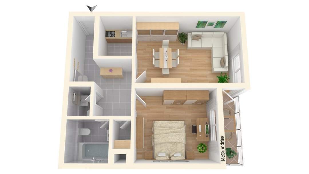 Nähe ZENTRUM/STADTPARK - Sehr gut aufgeteilte 2 Zimmer plus Loggia