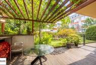 Architektenwohnung in Gersthof – 3 Zimmer im 1. Stock mit eigenem Garten, Terrasse und Loggia, Lift, offener Kamin, hochwertigster Ausstattung