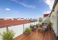 TERRASSENWOHNUNG IM DACHGESCHOSS OHNE SCHRÄGEN II 2 TERRASSEN MIT CA. 46m² II KLIMA II MODERNES BAD II 1 GARAGE II NÄHE YPPENPLATZ UND U6 II LETZER STOCK MIT LIFT