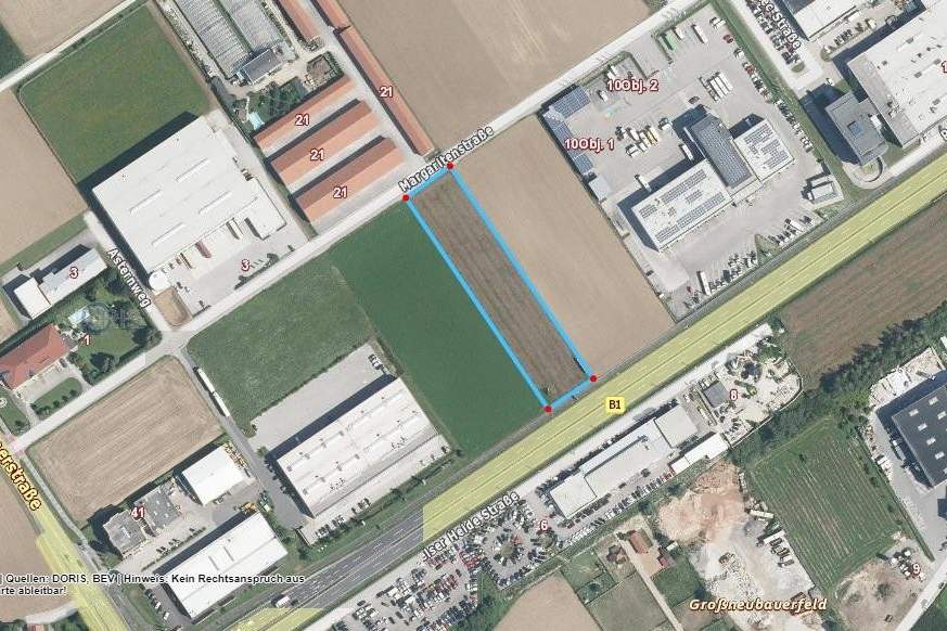 NEUBAUBÜRO 1200 bis 2000 m2 im OG direkt an der B 1 in Hörsching- Fertigstellung Herbst 27, Grund und Boden-miete, 1,00,€, 4063 Linz-Land