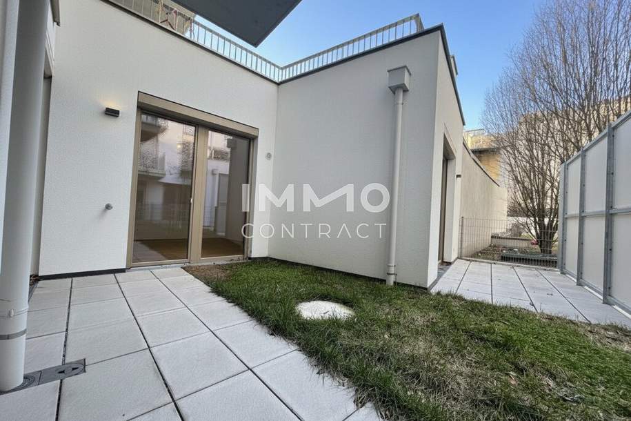 Hofseitige Gartenwohnung mit zwei sonnigen Terrassen & zwei Bädern – Erstbezug BEIM DONAUUFER, Wohnung-kauf, 259.500,€, 1210 Wien 22., Donaustadt
