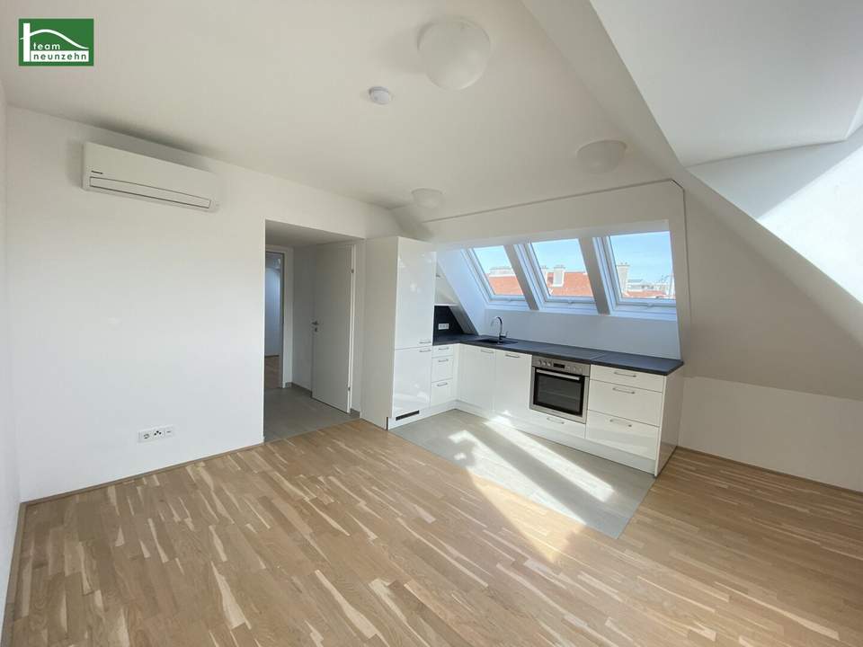 Klimatisierte Dachgeschoss-Wohnung mit Ausblick zur Donau! 5 Minuten zu U6 und S-Bahn Handelskai!