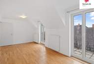 Helle 2 Zimmer Dachgeschoßwohnung | Große Terrasse | Hofseitiger Balkon | Sauna