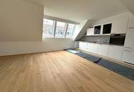 ERSTBEZUG! BOTSCHAFTSVIERTEL, klimatisiertes 91 m2 Dachgeschoss mit 33 m2 Terrasse, Wohnküche, 2 Zimmer, Salesianergasse