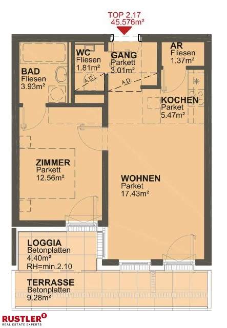2 Zimmer Wohnung mit Terrasse