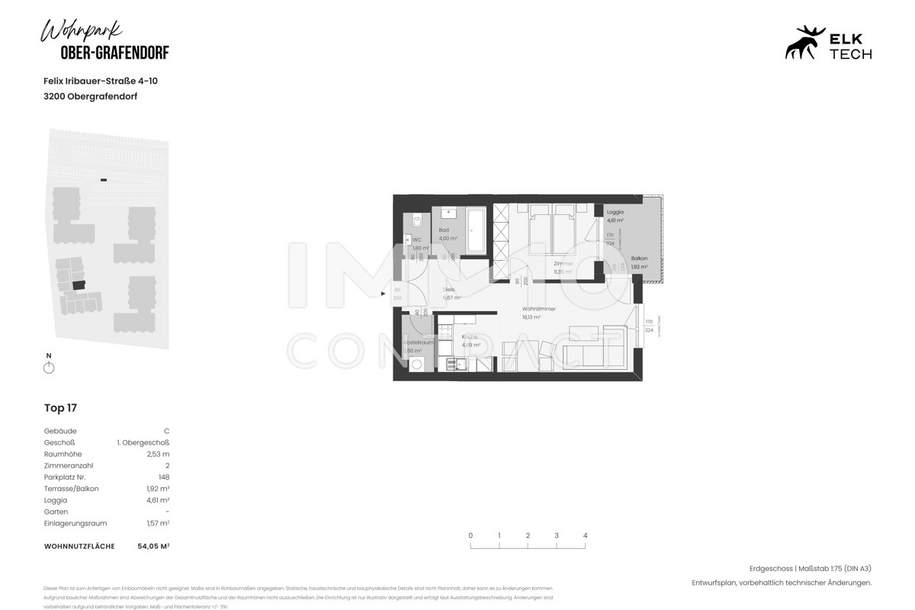 54,05qm 2Zi O-Balkonwohnung Erstbezug, ökologische Bauweise, Wohnung-miete, 649,00,€, 3200 Sankt Pölten(Land)
