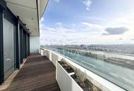 TOP-Aussicht auf City, Kahlenberg, Donau: Erstbezug DANUBEFLATS mit Gym, Saunen, Pool, Bar & Lounge
