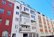 TERRASSENHIT, LORYSTRASSE, vermietete 50 m2 Neubau mit 38 m2 Terrasse, 2 Zimmer, Komplettküche, Duschbad, Parketten, 4. Liftstock
