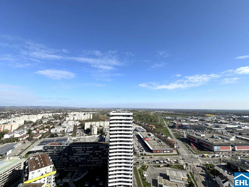 Topmoderne 2 Zimmerwohnung im 29.Stock mit Blick über Wien