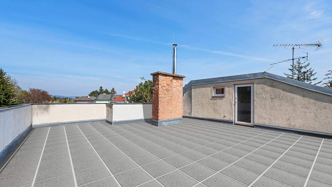 Wunderschön renovierte Dachterrassenwohnung nahe Maurer Hauptplatz (mit Garage)