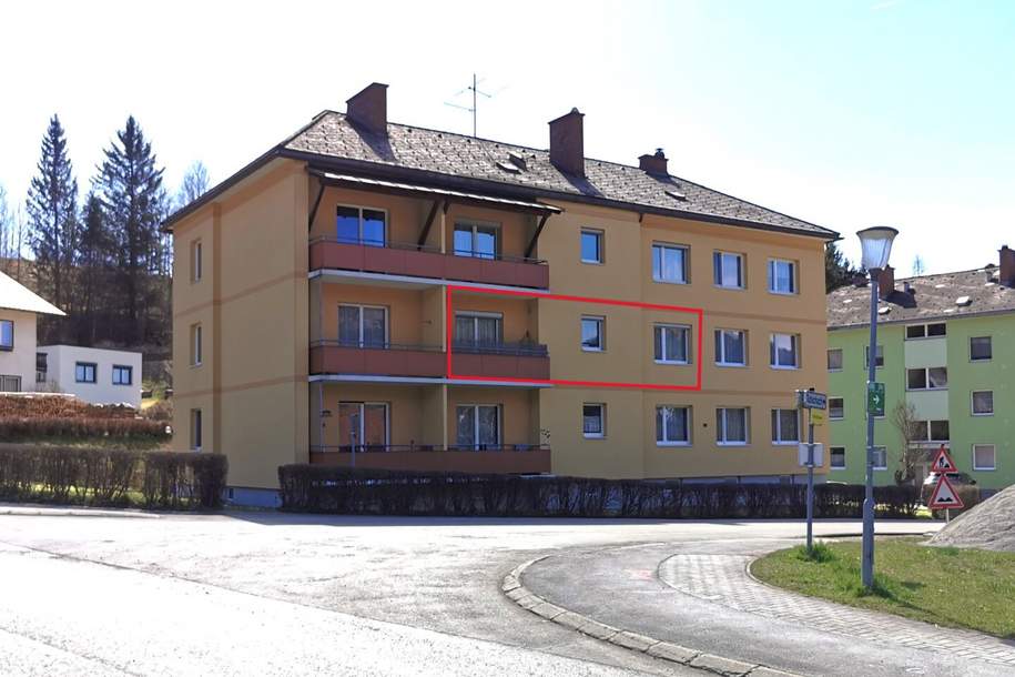ZU VERMIETEN -Teilmöblierte 52m² Wohnung mit Balkon im 1. Stock, Wohnung-miete, 490,00,€, 8623 Bruck-Mürzzuschlag