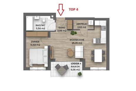THE GREEN 15 ++ ZWEI Zimmer mit BALKON, Wohnung-kauf, 346.000,€, 1140 Wien 14., Penzing