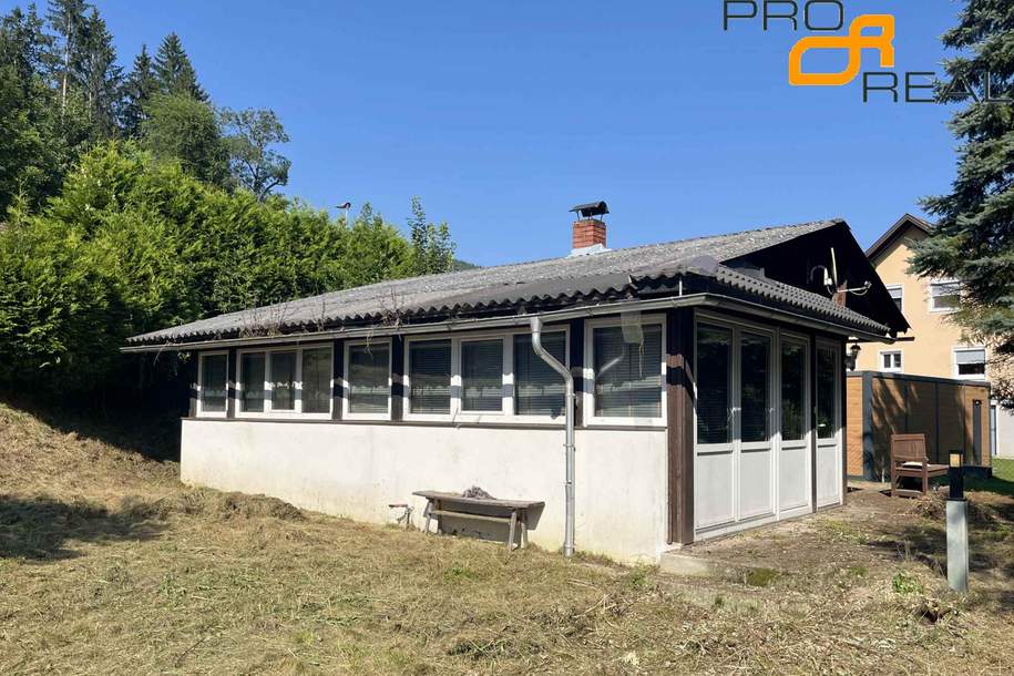 Ferienhaus + Garage und Gartengrund am Bach, nahe Feldkirchen, Haus-kauf, 125.000,€, 9560 Feldkirchen