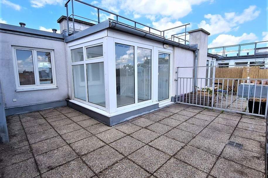 REMBRANDTSTRASSE, TERRASSENHIT, 103 m² Maisonette mit 15 m2 Terrasse, 4 Zimmer, Komplettküche, 2 Bäder, Galerie, Augarten-Nähe, Wohnung-miete, 1.875,72,€, 1020 Wien 2., Leopoldstadt