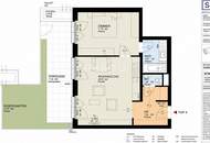 U1-Nähe trifft Gartenlounge: stilvolle 2-Zimmer-Wohnung mit Terrasse und privatem Eigengarten
