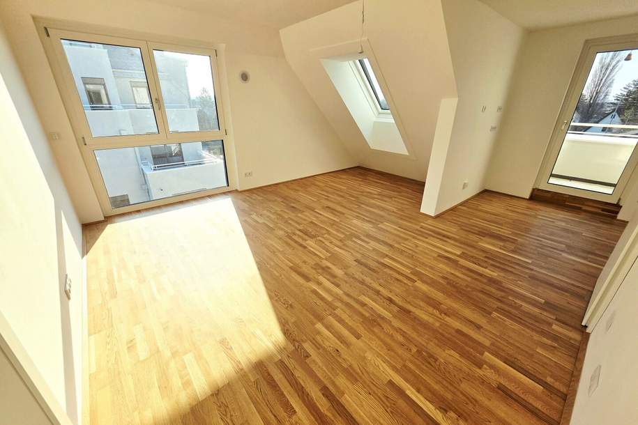 Lebensqualität mit Zukunftspotential! Ab ins Dachgeschoss! Klimaaktiv Bronze + Ideal zur Vermietung + Perfekte Raumaufteilung + Hochwertige Ausstattung + Nachhaltig! TOP Neubau-Projekt mit naturnahen Gewässern ums Eck!, Wohnung-kauf, 264.865,€, 1220 Wien 22., Donaustadt