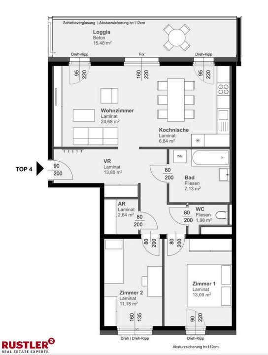 GROSSE LOGGIA I Zentrale 3-Zimmer Wohnung
