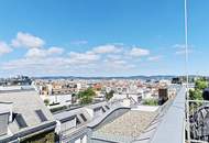 TERRASSENHIT, U1-NÄHE, 84 m2 Dachgeschoß mit 30 m2 Terrasse, 2 Zimmer, Wohnküche, 2 Bäder, Parketten, Viktorgasse