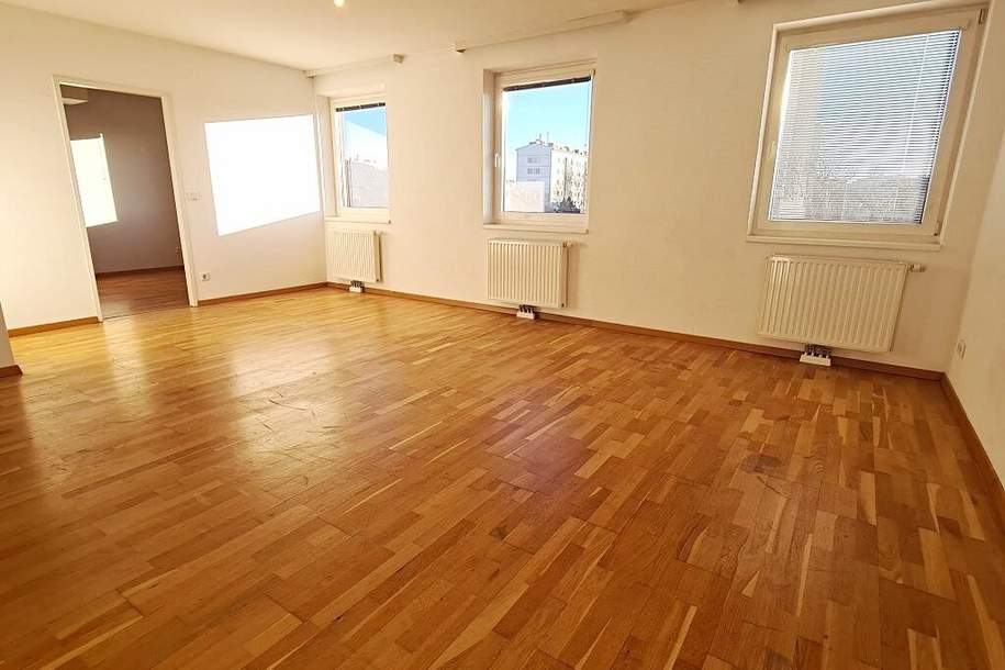 DACHGESCHOSS, sonnige 74 m2 Neubau, Wohnküche, 2 Zimmer, Wannenbad, Parketten, Holbeingasse, Wohnung-miete, 1.293,52,€, 1100 Wien 10., Favoriten