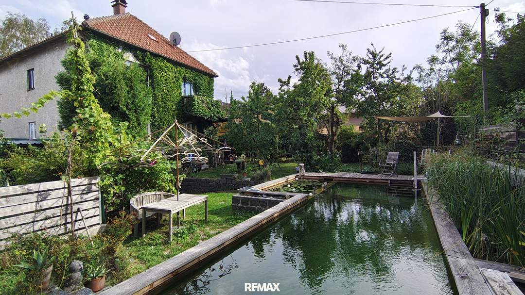 Ein Garten, der bleibt – Zweifamilienhaus mit außergewöhnlichem Naturgarten & Swimmingteich in Gmünd