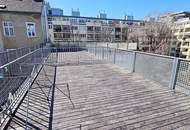 TERRASSENHIT, LORYSTRASSE, vermietete 50 m2 Neubau mit 38 m2 Terrasse, 2 Zimmer, Komplettküche, Duschbad, Parketten, 4. Liftstock