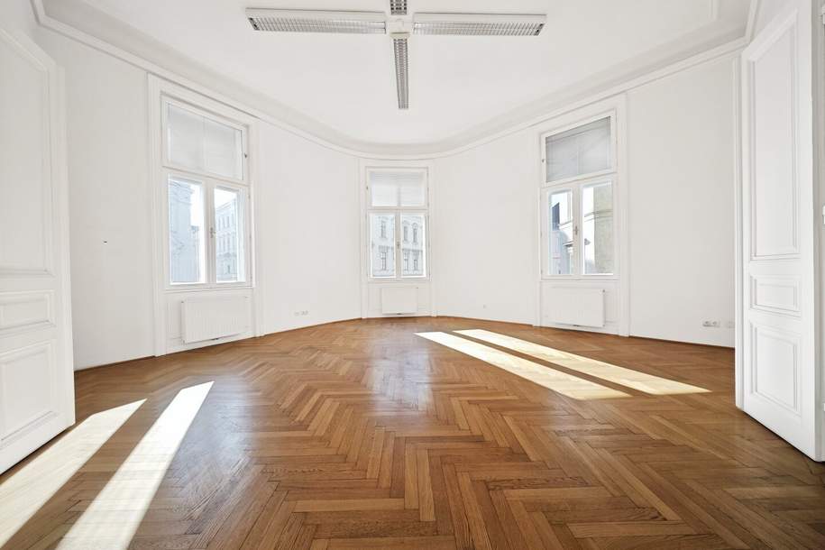 Topsaniertes Stilaltbaubüro in Naschmarktnähe | sehr hell | 154m² mit 4 bis 5 Zimmern | Luftwärmepumpe, Gewerbeobjekt-miete, 2.170,39,€, 1040 Wien 4., Wieden