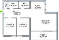 Sonnige 3-Zimmer mit Südblick, Loggia und Carport-Stellplatz in Zentrumslage