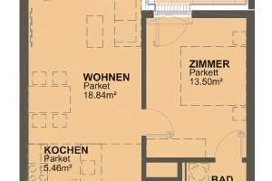 2 Zimmer Wohnung mit 14m² Terrasse mit Blick ins Grüne, Wohnung-miete, 983,88,€, 1210 Wien 21., Floridsdorf
