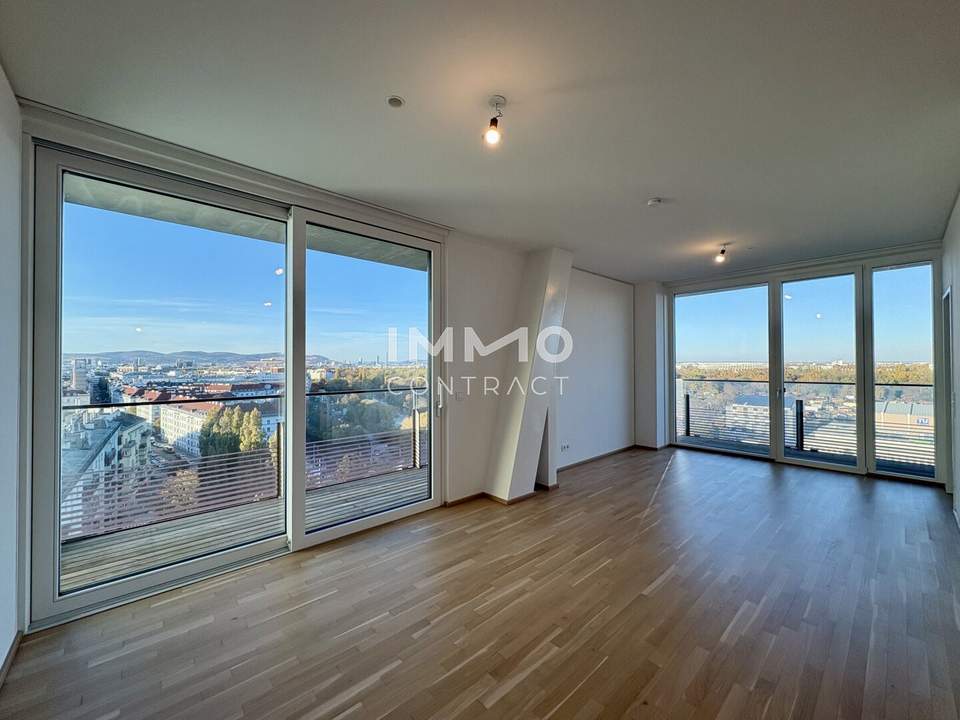 TOP-Ausblick: City mit Stephansdom, Donaukanal, Prater. Concierge, Party &amp; BBQ Lounge, Pool usw.