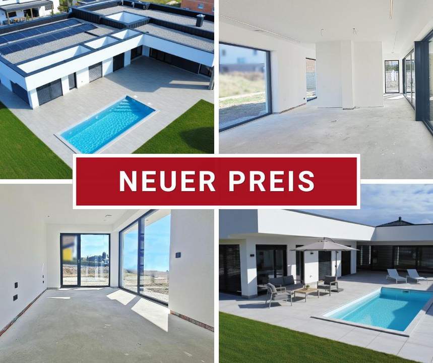 NEUER PREIS Exklusiver Wohntraum – Neubau-Bungalow mit Pool &amp; Doppelgarage - Erstbezug