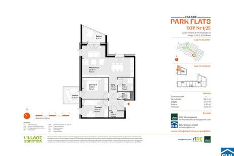 Nachhaltige Investition in eine aufstrebende Umgebung: Die PARK FLATS, Wohnung-kauf, 435.000,€, 1030 Wien 3., Landstraße