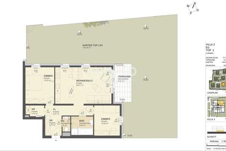 KREMSER WOHNDOMIZIL3Zi- 77qm- Gartenwohnung, Lift, Tiefgarage, in beliebter Grünruhelage, Wohnung-kauf, 265.000,€, 3500 Krems an der Donau(Stadt)