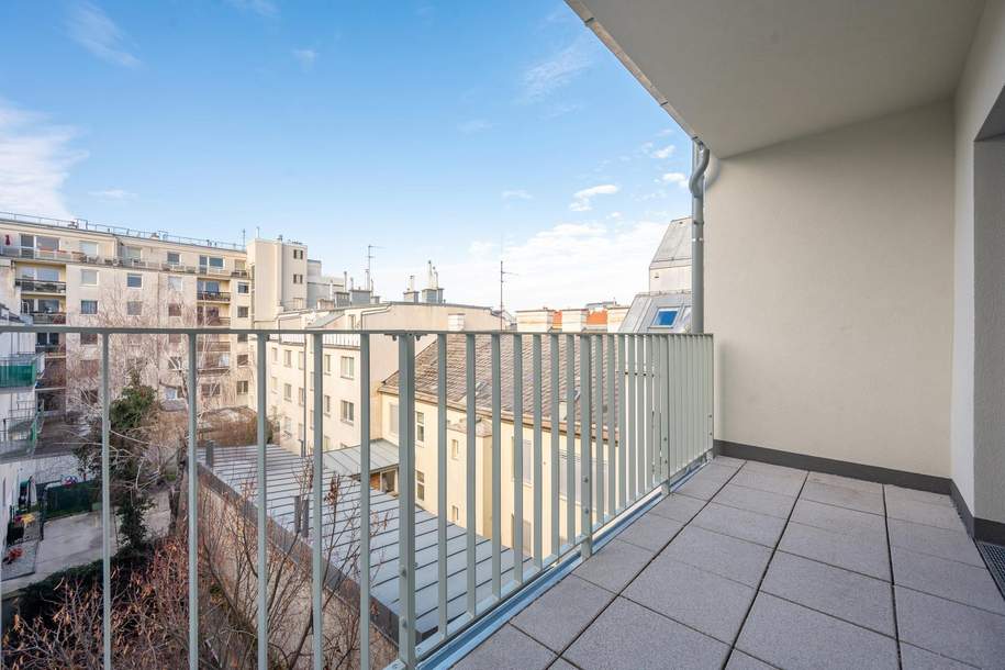 Herrlicher West-Balkon in den ruhigen Innenhof: 2-Zimmer-ERSTBEZUG in urbaner Lage mit optimaler Anbindung (Top 12), Wohnung-miete, 1.507,07,€, 1120 Wien 12., Meidling