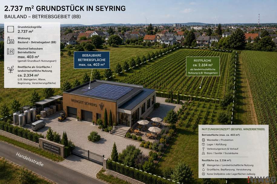 Entwicklungspotenzial in Hagenbrunn I 2.737 m² Grundstück mit Bauland - Betriebsflächenwidmung, Grund und Boden-kauf, 449.000,€, 2201 Korneuburg