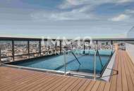 TOP-Ausblick: City mit Stephansdom, Donaukanal, Prater. Concierge, Party & BBQ Lounge, Pool usw.