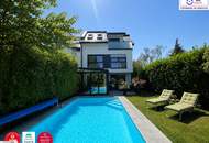 Moderne Designvilla mit Pool, Wintergarten, Kamin - Massivbau in Toplage mit perfekter Anbindung an die U6 (550 m) und Badner Bahn (350 m)