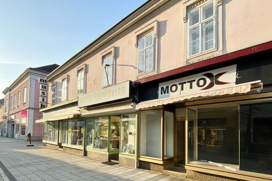 Frequenz-Standort deluxe! 35 m²-Geschäftslokal in der Herzog-Leopold-Straße | Retro-Portal mit breiter Fensterfläche | Sofort anmietbar, Gewerbeobjekt-miete, 776,79,€, 2700 Wiener Neustadt(Stadt)