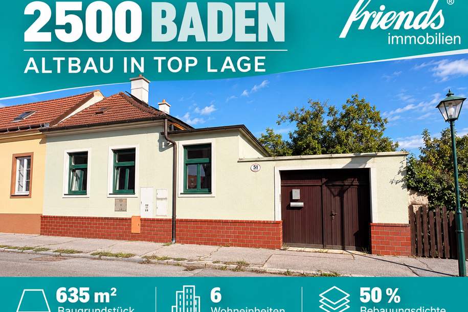 Altbestand, Baugrundstück 635m2, 50% bebaubar, bis 6 Wohneinheiten, Haus-kauf, 514.000,€, 2500 Baden