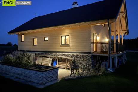Skandinavisches Blockhaus mit Galerie, Kamin und großem Grundstück mit Fernblick, Haus-kauf, 690.000,€, 7534 Güssing