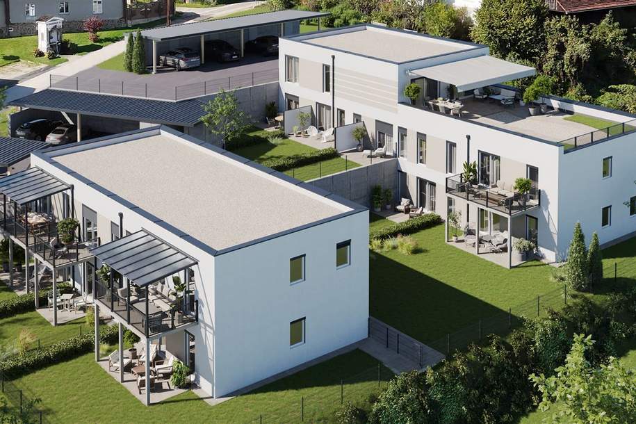 Letzte Wohnung! AKTION -€ 10.000,- nutzen! Kleine 3-Zimmer Gartenwohnung in traumhafter Umgebung! Neubauwohnanlage nur 28km östlich von Graz gelegen!, Wohnung-kauf, 183.070,€, 8323 Graz-Umgebung