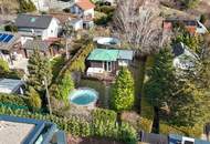 KLEINGARTENHAUS / GRUNDSTÜCK AM HACKENBERG - EIGENGRUND - GANZJÄHRIG WOHNEN - GROSSE TERRASSE UND POOL - MITTEN IM GRÜNEN