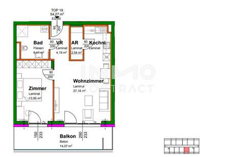 KREMSER WOHNKONZEPT - TOP19 -2 ZI O-Balkon 54,07qm inkl.Tiefgarage -Eigenmittel € 95.525,92 + WBF > € 213.898,94, Wohnung-kauf, 197.042,€, 3500 Krems an der Donau(Stadt)