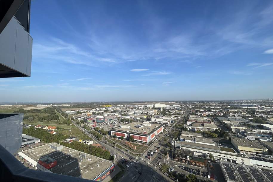 Neuwertige gehobene 2 Zimmerwohnung mit Balkon und sagenhaftem Weitblick im 25. Liftstock!, Wohnung-miete, 949,00,€, 1210 Wien 22., Donaustadt