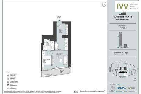 Neue Donau: Erstbezug mit Rundumblick &amp; vielen Annehmlichkeiten (Doorman, Spa, Pool, Lounge, usw.), Wohnung-kauf, 481.000,€, 1220 Wien 22., Donaustadt