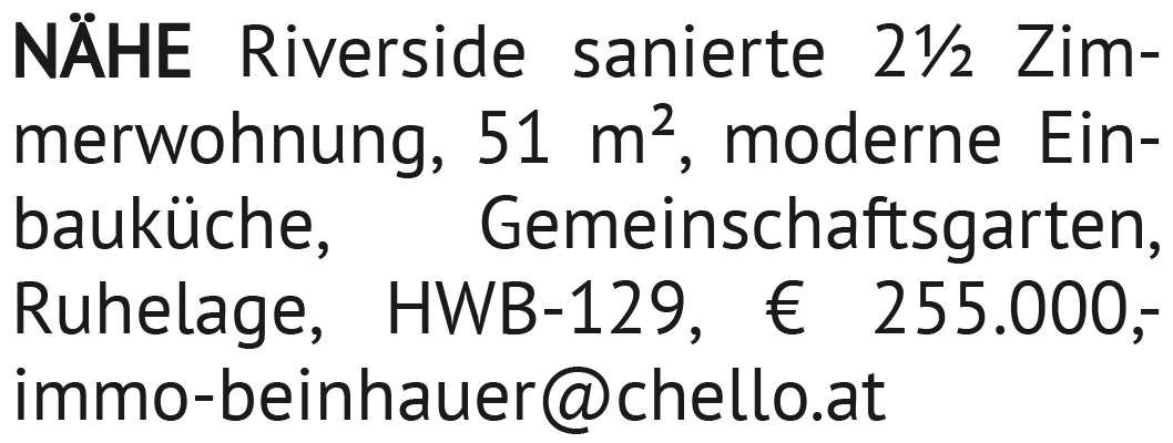 NÄHE River si de sanier te 2½ Zim -