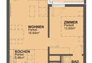 2 Zimmer Wohnung mit 14m² Terrasse mit Blick ins Grüne