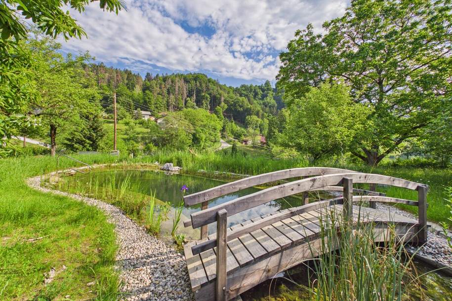 Ruheoase in Ebenthal-Radsberg – Einfamilienhaus mit 3.000 m² Gartenparadies, Naturteich &amp; Selbstversorgerfläche, Haus-kauf, 590.000,€, 9065 Klagenfurt Land